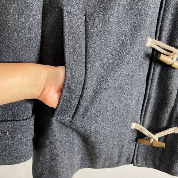 Gap Womens Plus XXL Gray Duffle Coat Hood & Toggle Closure Wool Blend Peacoat - Picture 8 of 10